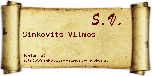 Sinkovits Vilmos névjegykártya